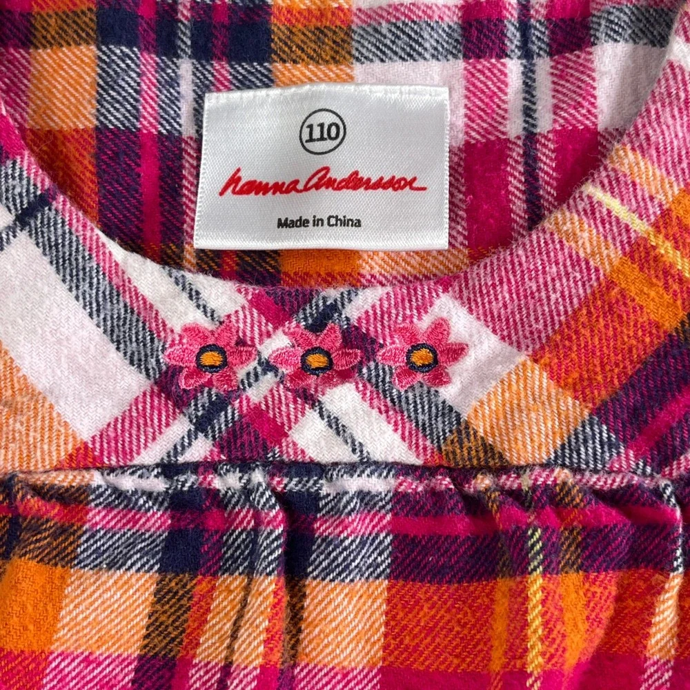 Hanna Andersson Girl's‎ Dress Size 110 Plaid Sleeveless Buttons Ruffle Hem